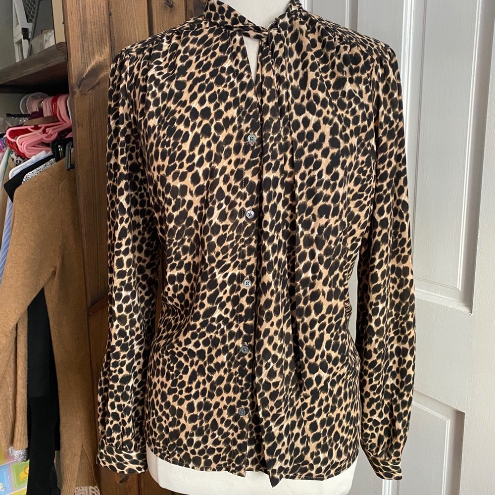 J. Crew Leopard Secretary Blouse